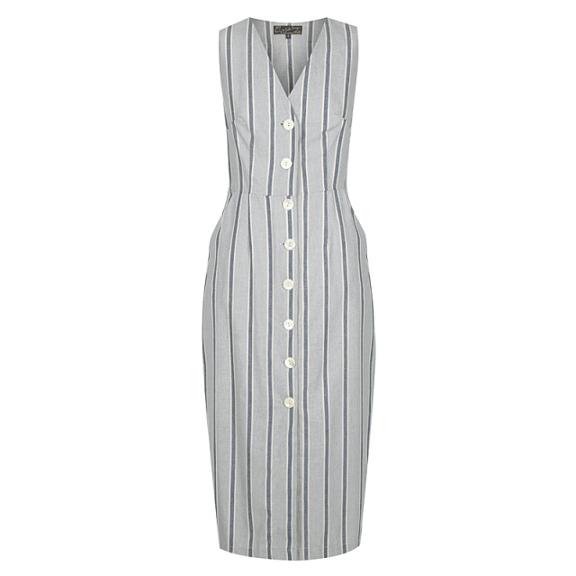 'Cumulus' Button-down Cotton Dress in Stripe